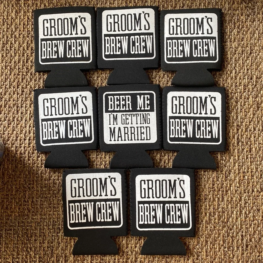 Grooms brew crew beer me im getting married beer koozie - Picture 1 of 1